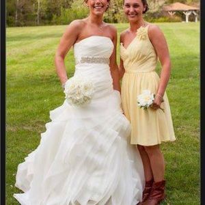 Yellow one shoulder bridesmaid dress